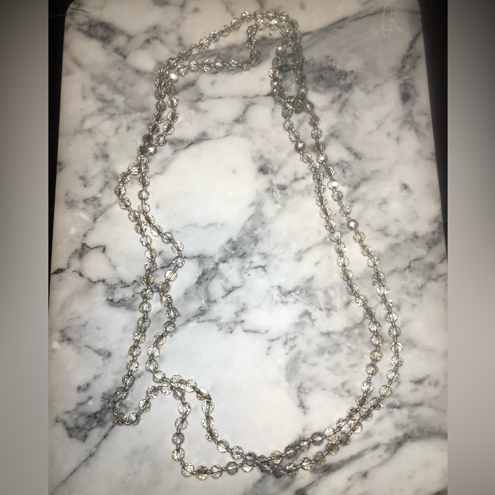 Clear beaded long necklace
